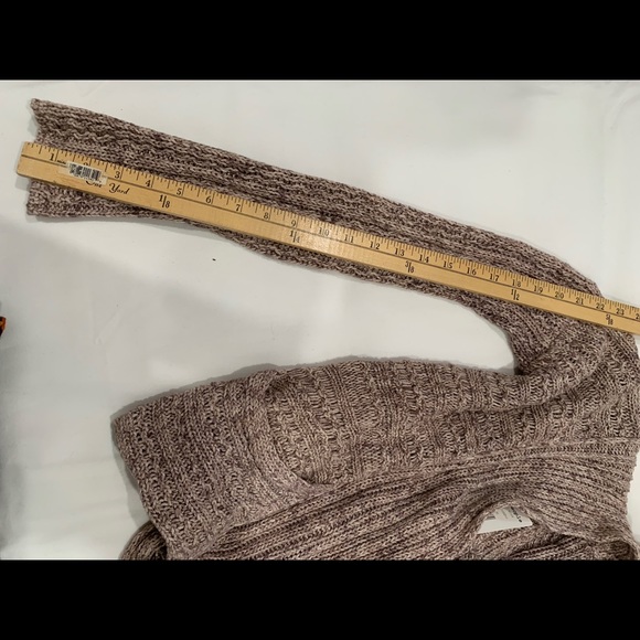 Free People Cable Knit Open Front Brown Cardigan M - Picture 7 of 10